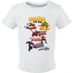 T-shirt bébé Papa tu es notre super-héros préféré