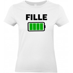 T-shirt femme Col Rond Fille batterie pleine CADEAU D AMOUR