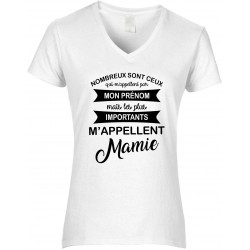 T-shirt femme Col V les plus importants m’appellent Mamie