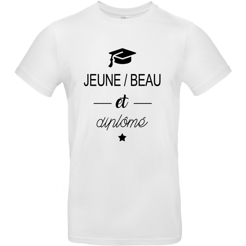 T-shirt homme Col Rond Jeune Beau et Diplômé CADEAU D AMOUR