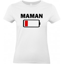 T-shirt femme Col Rond Maman batterie à plat