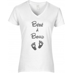 T-shirt femme Col V Bébé à Bord Cadeau D'amour