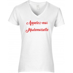 T-shirt femme Col V Appelez-moi Mademoiselle