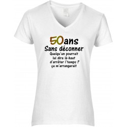 T-shirt femme Col V 50 ans Sans déconner