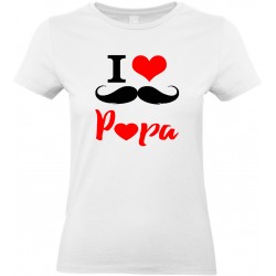 T-shirt femme Col Rond I love Papa moustache