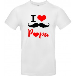 T-shirt homme Col Rond I love Papa moustache