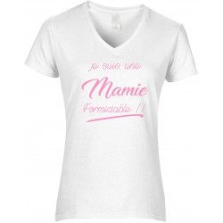 T-shirt femme Col V Je suis une Mamie formidable!!