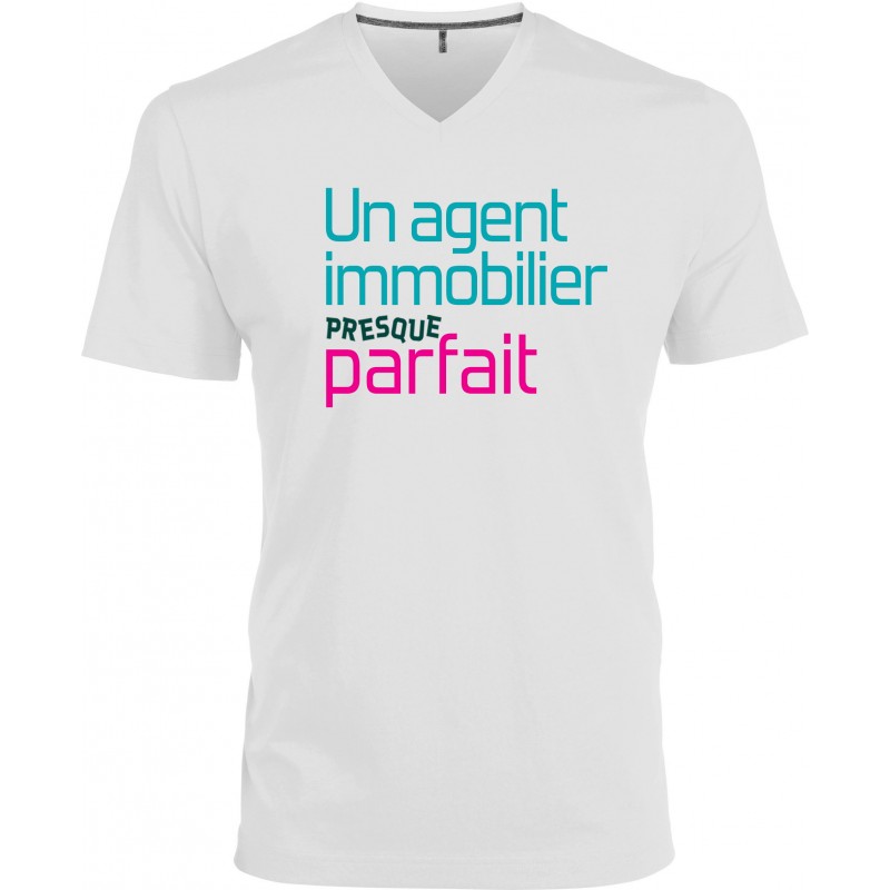 T-shirt homme Col V Un agent immobilier Presque Parfait Cadeau D'amour