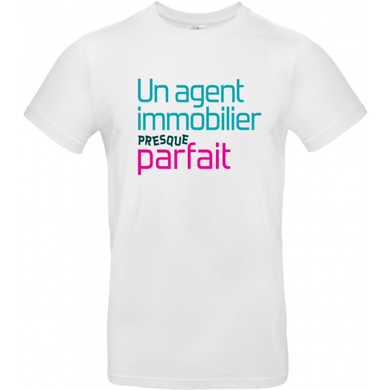 T-shirt homme Col Rond Un agent immobilier Presque Parfait Cadeau D'amour