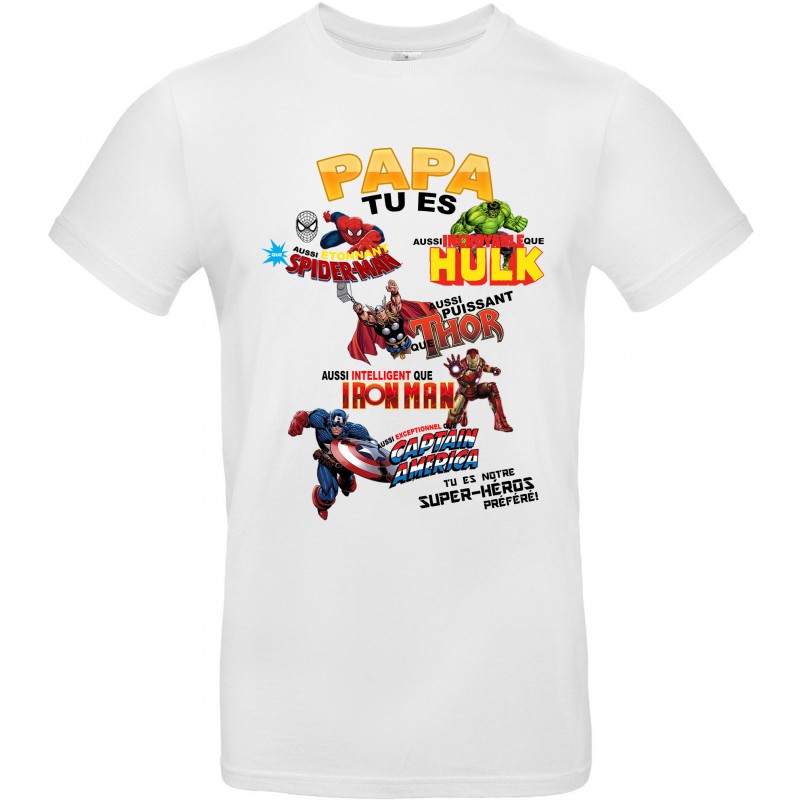 T-shirt homme Col Rond Papa tu es notre super-héros Préféré Cadeau D'amour
