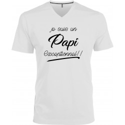 T-shirt homme Col V Je suis un Papi Exceptionnel !!