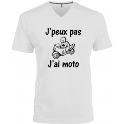 T-shirt homme Col V J'peux pas J'ai moto Cadeau D'amour