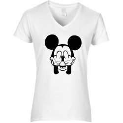 T-shirt femme Col V Mickey malpoli