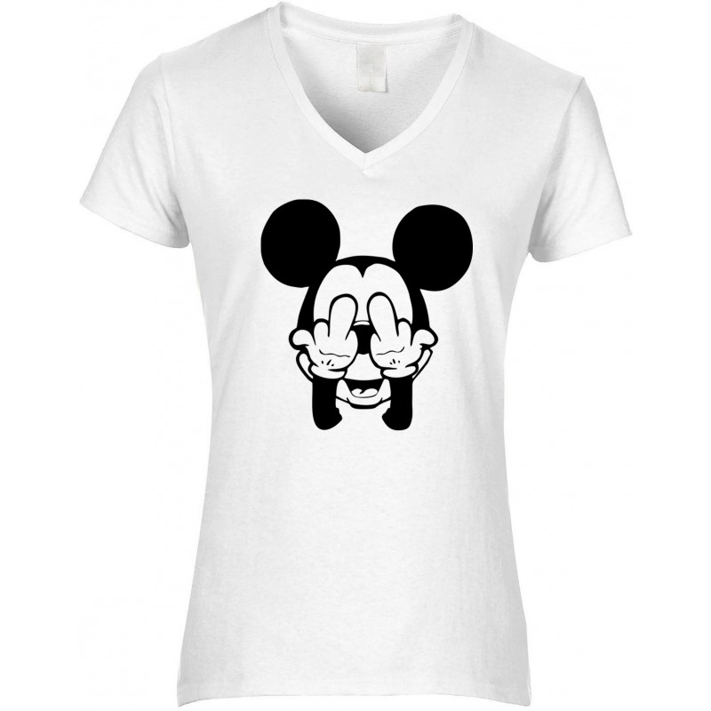 T-shirt femme Col V Mickey malpoli CADEAU D AMOUR