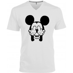 T-shirt homme Col V Mickey malpoli Cadeau D'amour