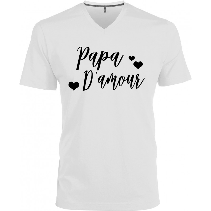 T-shirt homme Col V Papa D'amour Cadeau D'amour