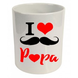 Pot à crayons I love moustache papa Cadeau D'amour