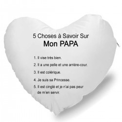 Coussin Cœur 5 Choses à savoir sur mon Papa Cadeau D'amour
