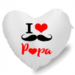 Coussin Cœur i love moustache papa