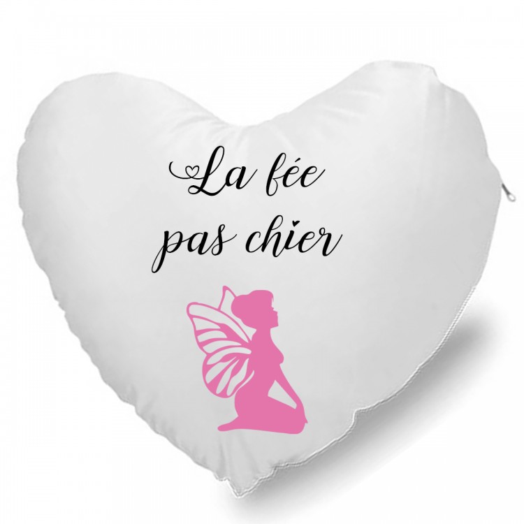 Coussin Cœur La fée pas chier CADEAU D AMOUR