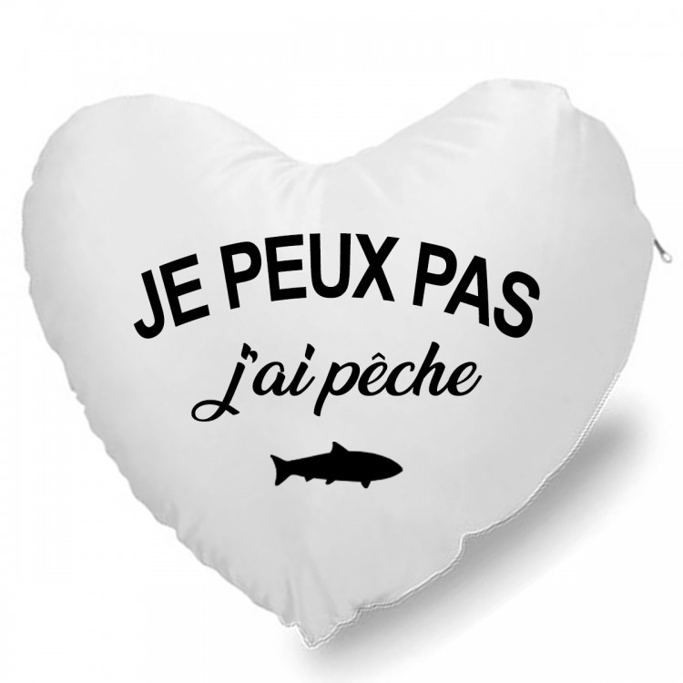 Coussin Cœur je peux pas j'ai pêche CADEAU D AMOUR