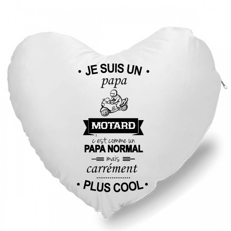 Coussin Cœur je suis un papa motard CADEAU D AMOUR