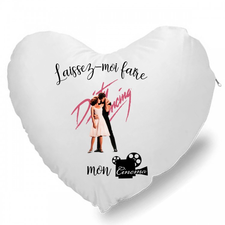 Coussin Cœur laissez moi faire mon cinéma CADEAU D AMOUR