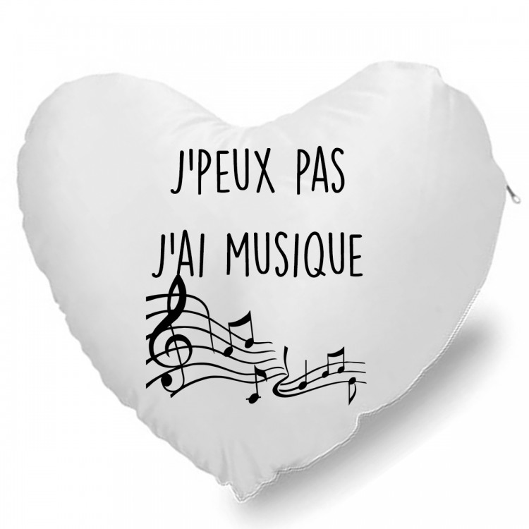 Coussin Cœur j'peux pas j'ai musique CADEAU D AMOUR