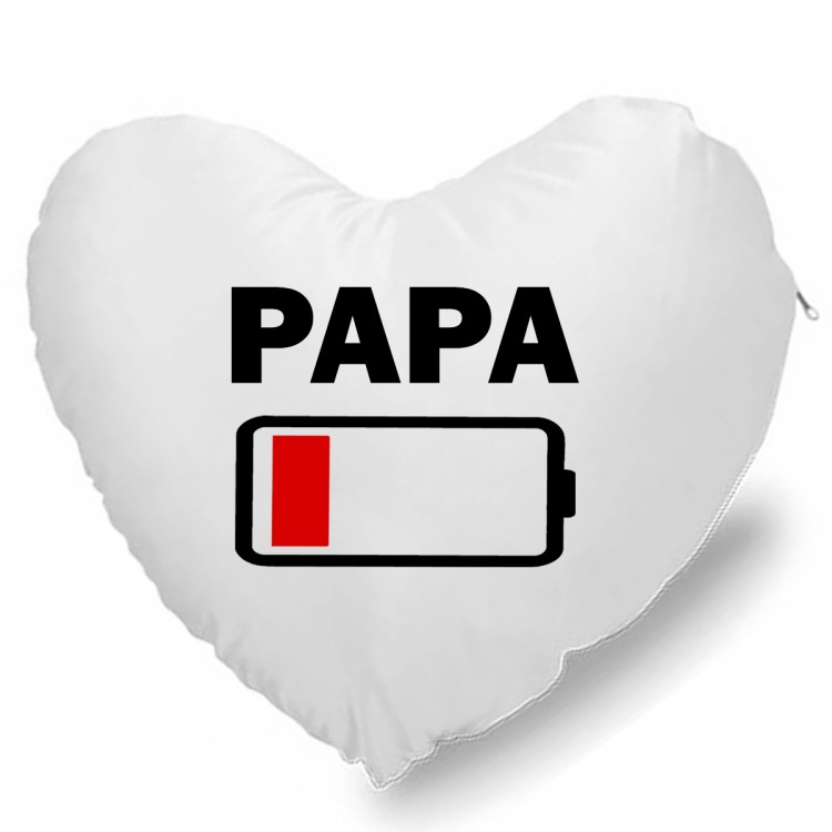 Coussin Cœur papa batterie à plat CADEAU D AMOUR