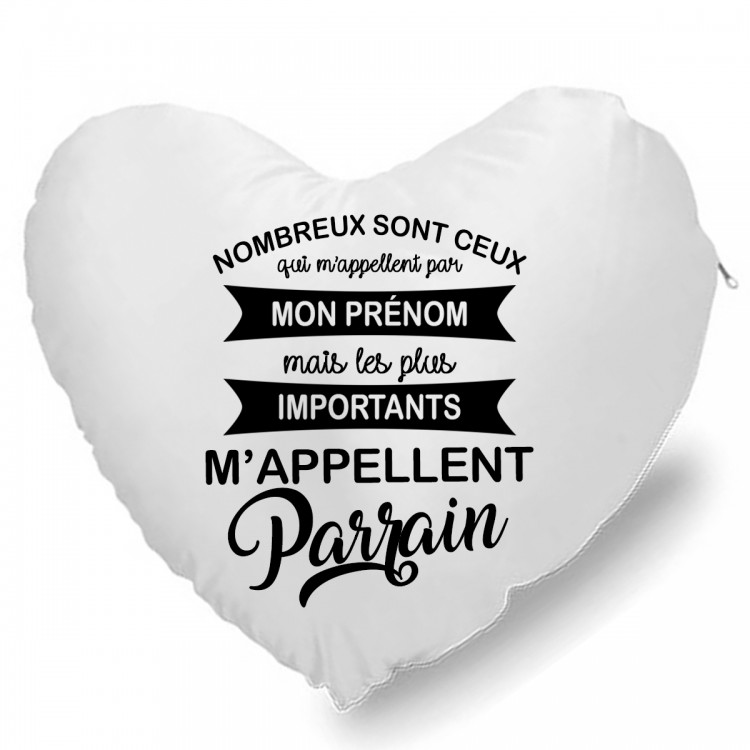 Coussin Cœur les plus important m'appellent parrain CADEAU D AMOUR