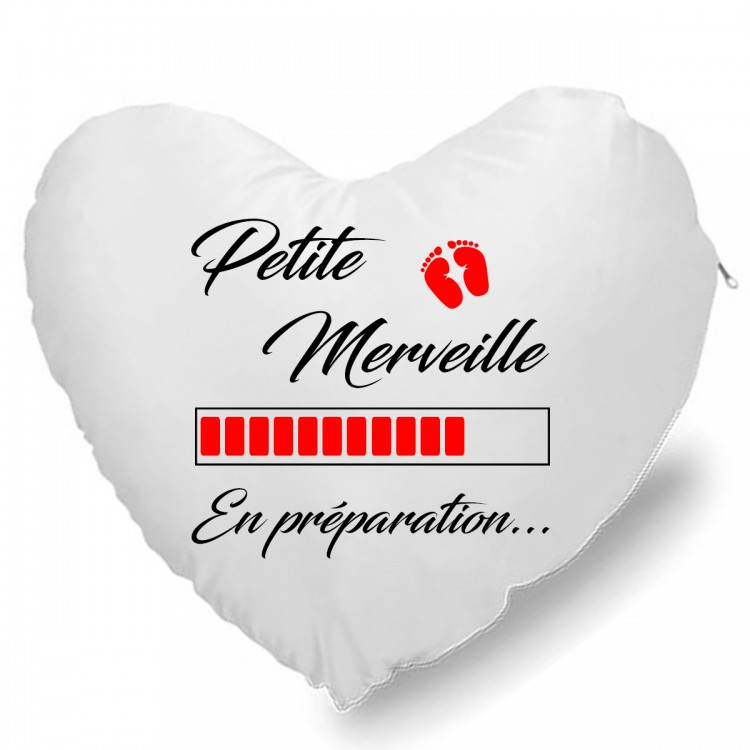 Coussin Cœur petite merveille en préparation CADEAU D AMOUR