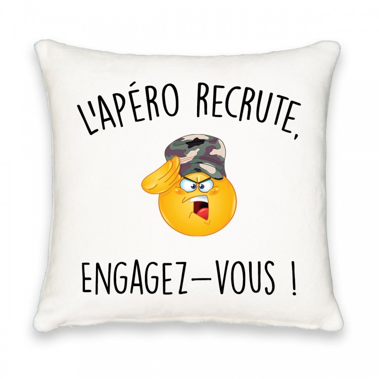 Coussin carré l'apéro recrute engagez-vous CADEAU D AMOUR