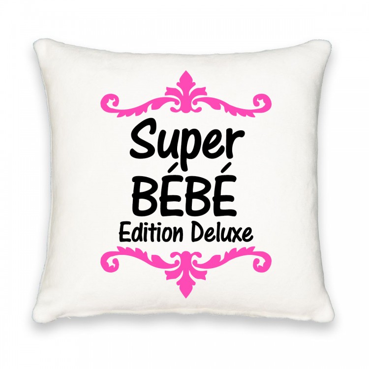 Coussin carré super bébé rose CADEAU D AMOUR