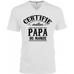T-shirt homme Col V Certifié meilleur papa du monde