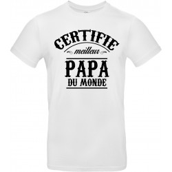 T-shirt homme Col Rond Certifié meilleur papa du monde