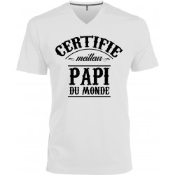 T-shirt homme Col V Certifié meilleur Papi du Monde