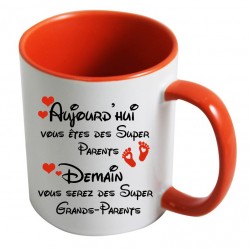 Mug Aujourd'hui vous êtes des super parents demain des super grands parents CADEAU D AMOUR