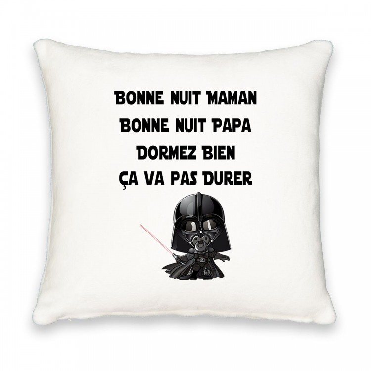 Coussin carré bonne nuit maman bonne nuit papa ça va pas durer CADEAU D AMOUR