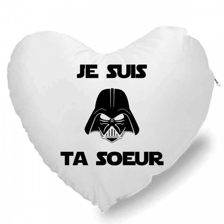 Coussin Cœur dark vador je suis ta soeur CADEAU D AMOUR