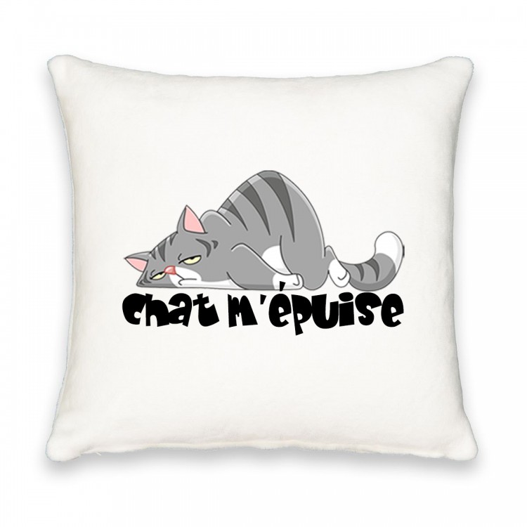 Coussin carré chat m'épuise CADEAU D AMOUR