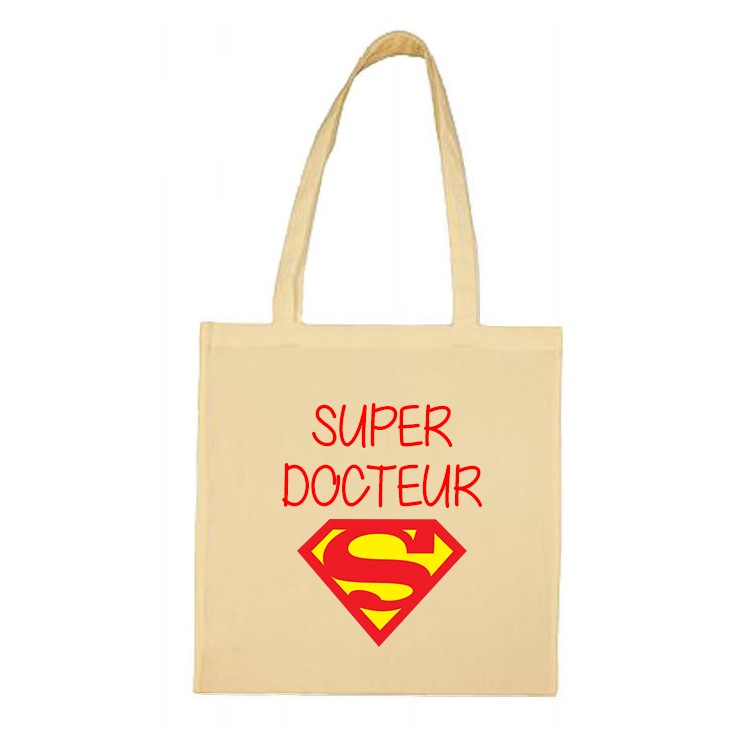 Tote bag super docteur logo superman CADEAU D AMOUR
