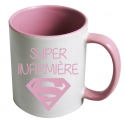 Mug super infirmière logo superman rose CADEAU D AMOUR