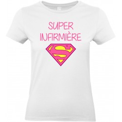 T-shirt femme Col rond super infirmière logo superman CADEAU D AMOUR