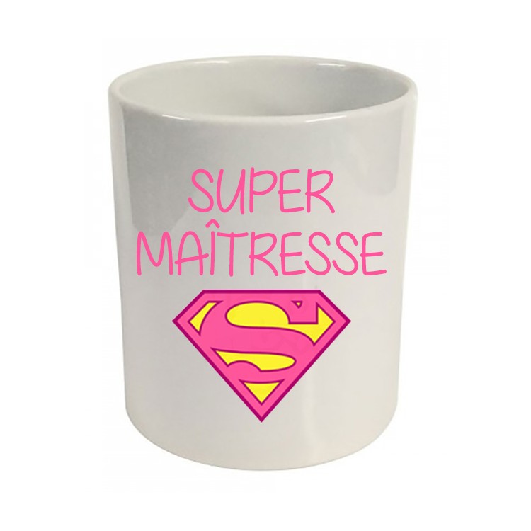 Pot à crayons super maîtresse logo superman Cadeau D'amour