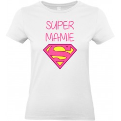 T-shirt femme Col rond super mamie logo superman Cadeau D'amour
