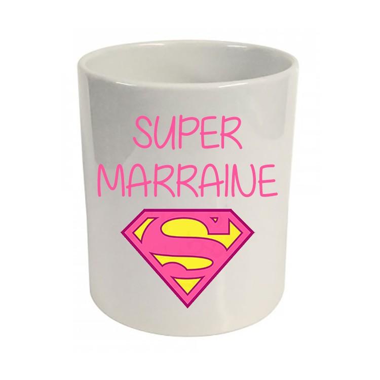 Pot à crayons super marraine logo superman Cadeau D'amour