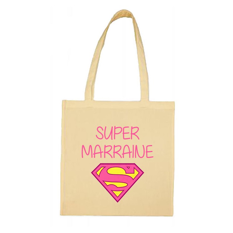 Tote bag super marraine logo superman CADEAU D AMOUR