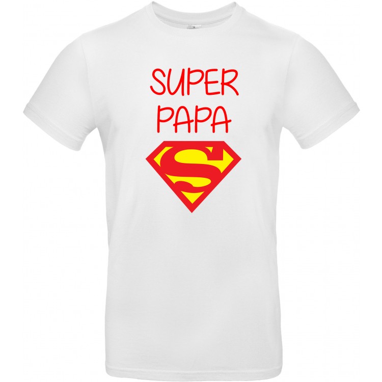 T-shirt homme Col Rond super papa superman CADEAU D AMOUR