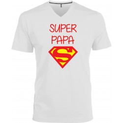 T-shirt homme Col V super papa superman