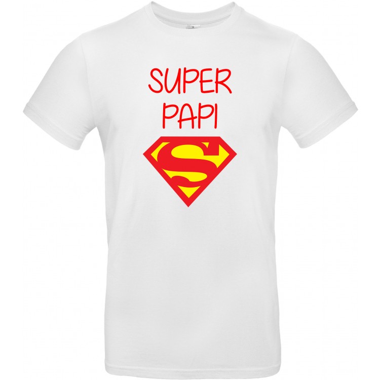 T-shirt homme Col Rond super papi superman CADEAU D AMOUR